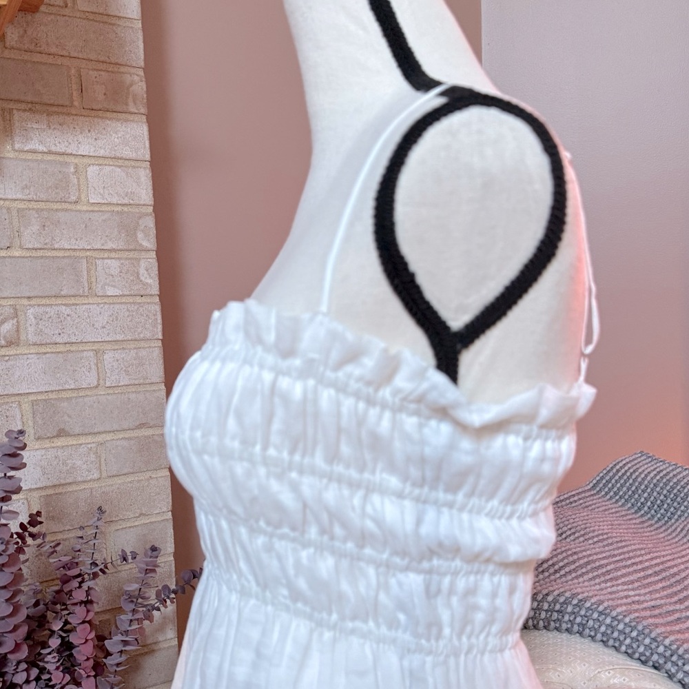 A Loves A Smocked Babydoll Mini Dress - White - Picture 5 of 9